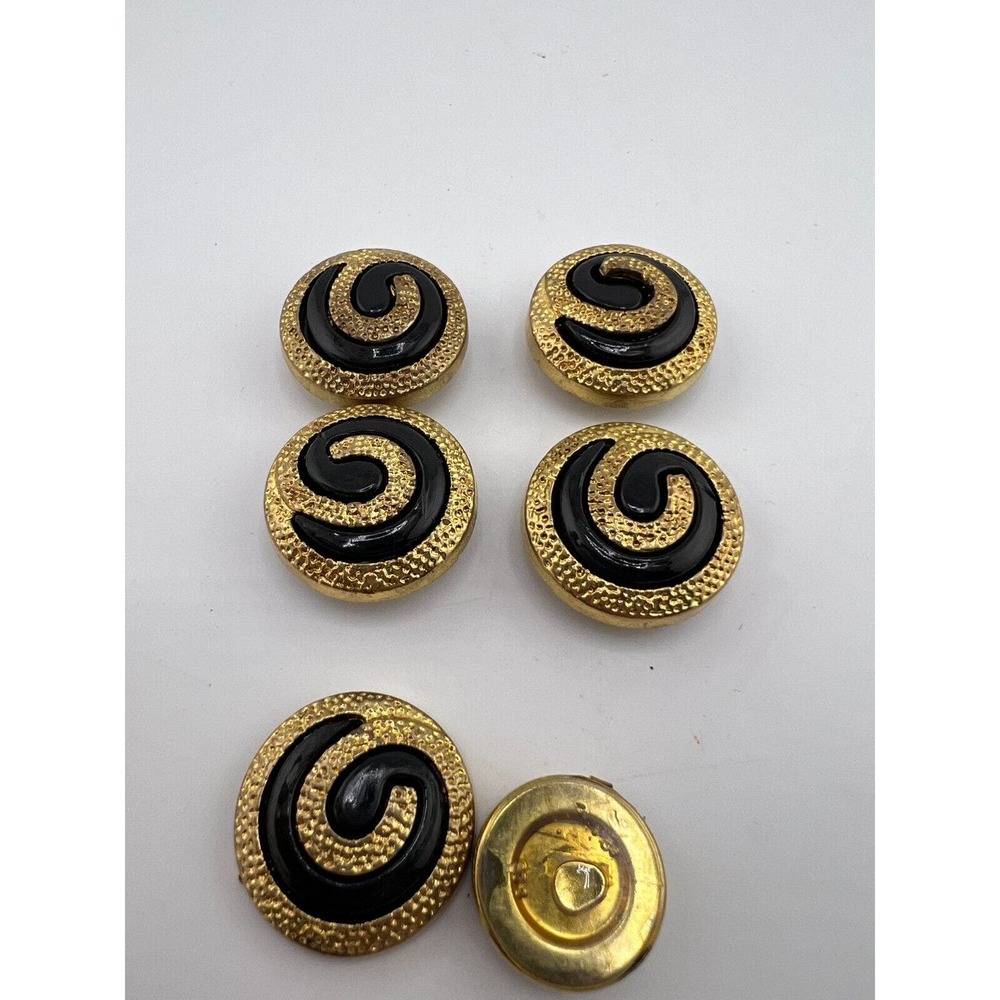 Vintage‎ Gold Tone Set of Six Button Covers 90s 80s Bold Swirl